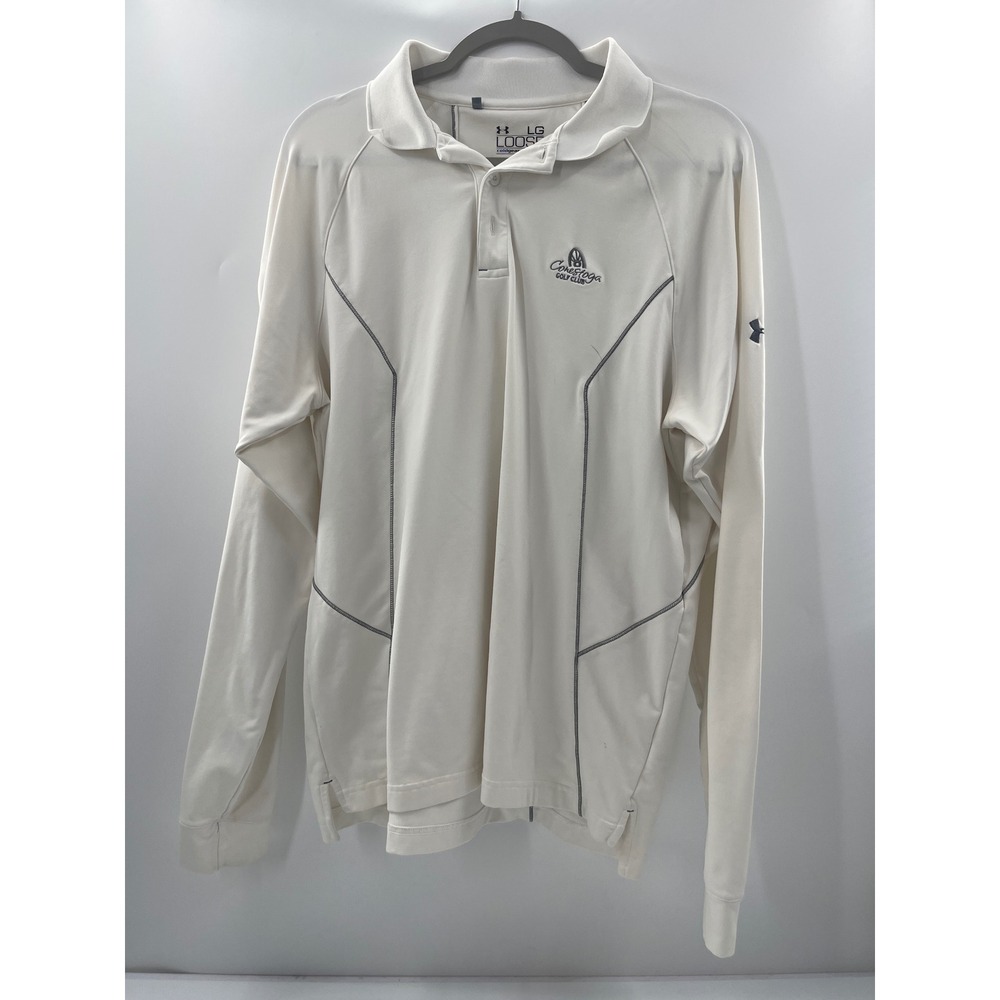 Under Armour Coldgear Mens Large Loose Long Sleeve Polo WhiteConestoga Golf Club